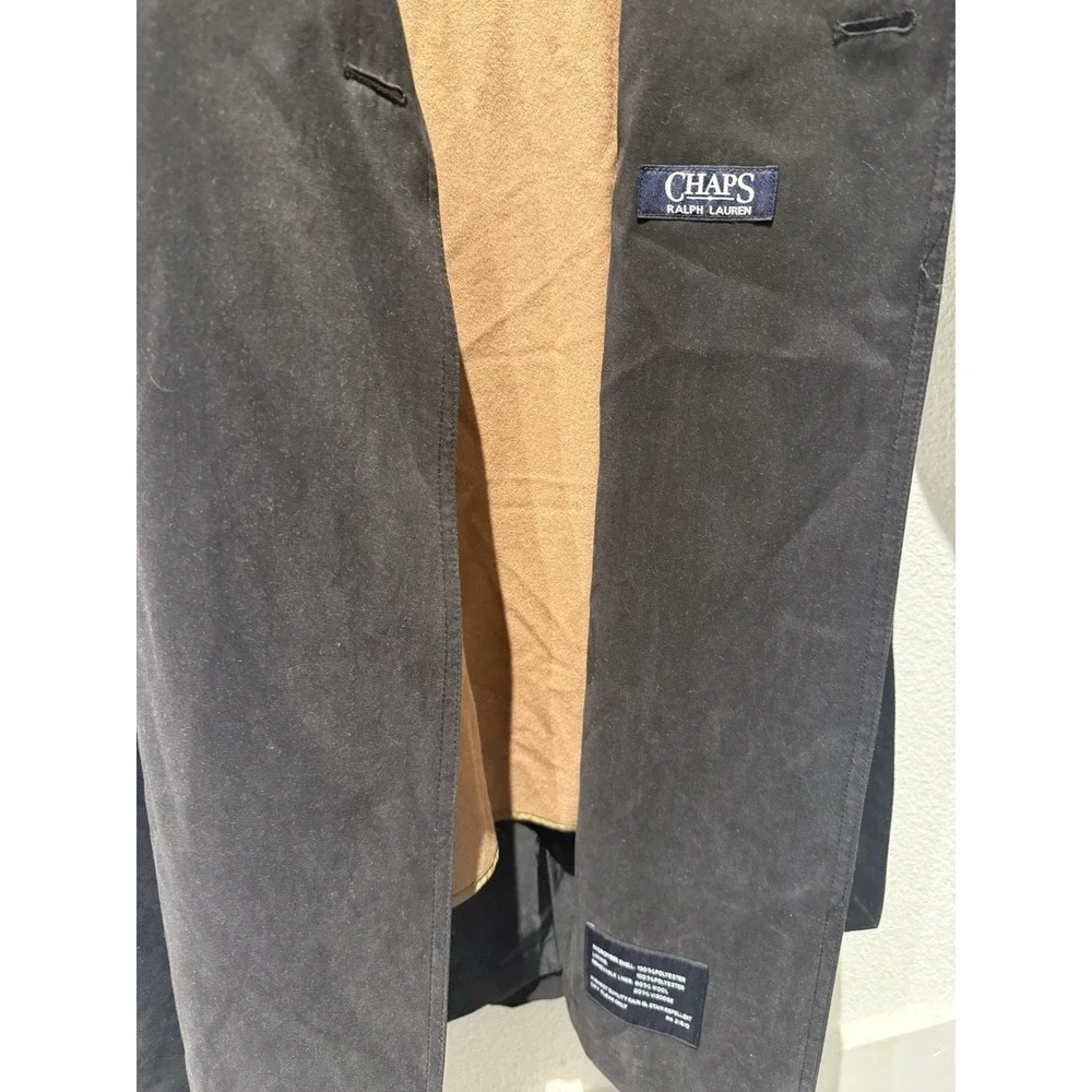 Vintage 90s Chaps Ralph Lauren Mens 44L Microfiber Belted Trench‎ Coat Jacket